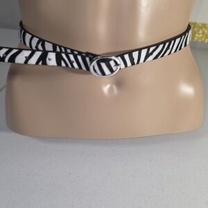 Target Zebra Skinny Faux Hair-on Faux Leather Belt Sz M (36")